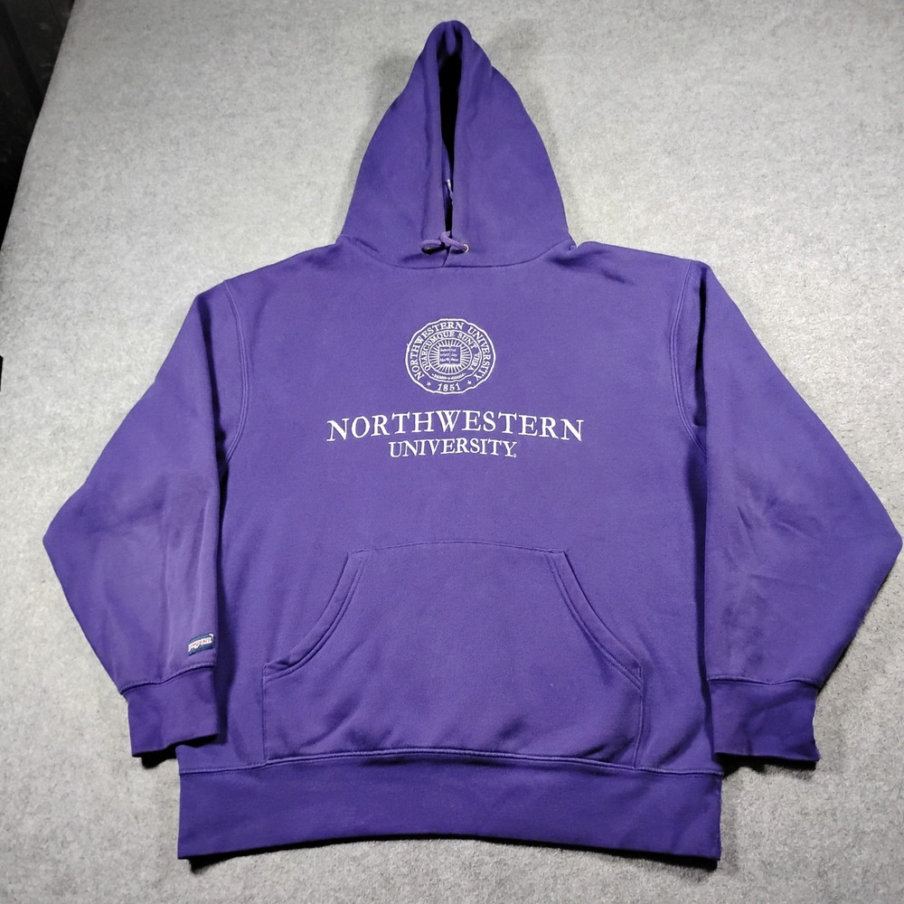 Vintage Northwestern University Purple Pullover Hoodie Mens Large Graphic Logo